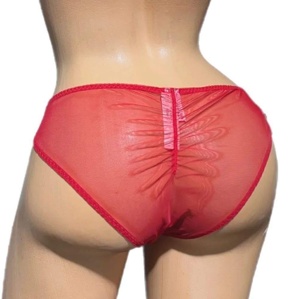 Victorias Secret Sexy Sheer Mesh Ruched back Bikini Panty Red Medium